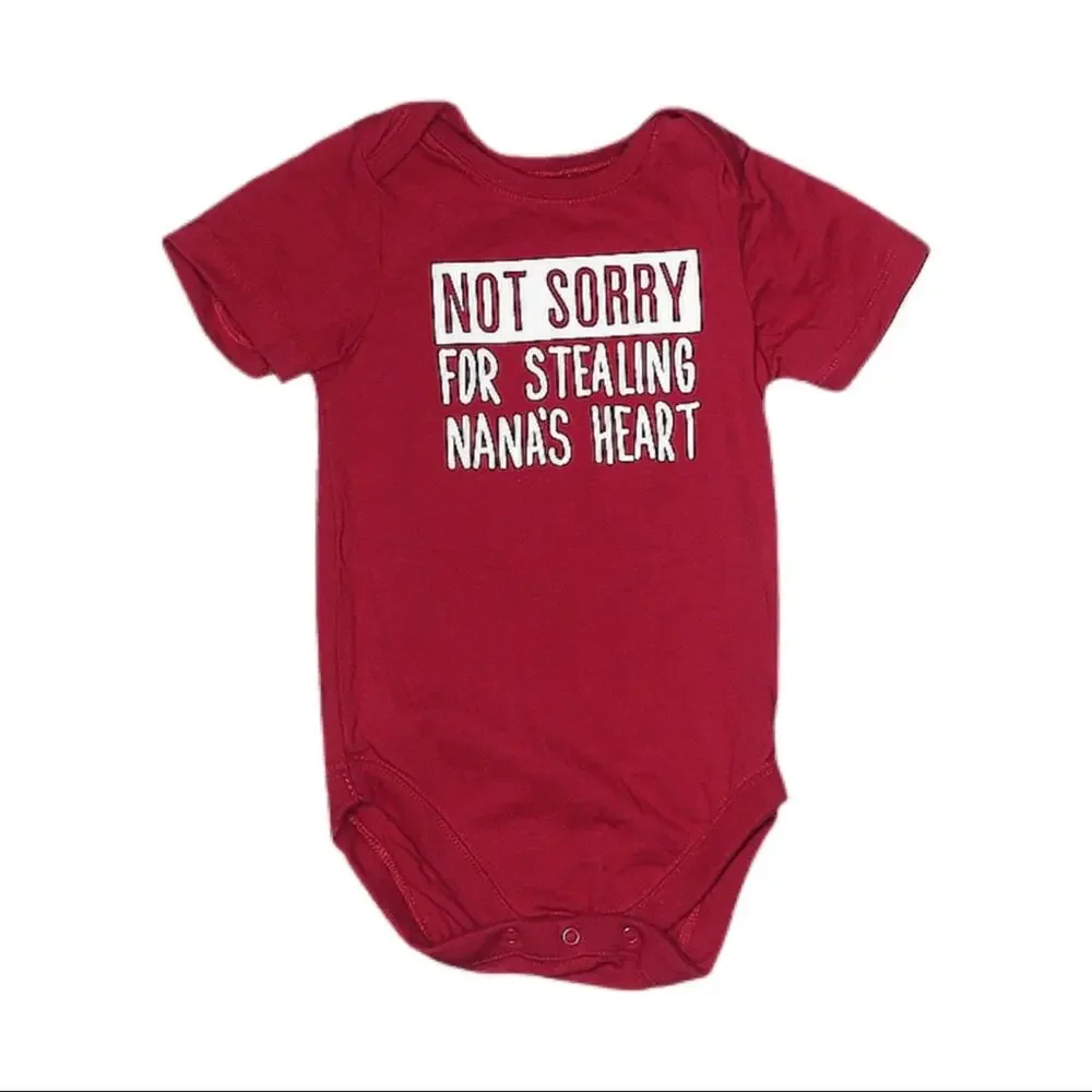 The Children’s Place Not Sorry Short Sleeve Onesie Bodysuit Size 9-12M Red